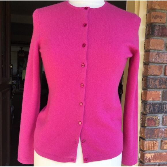 Lord & Taylor Dark Pink Cashmere Cardigan XS - Picture 1 of 4
